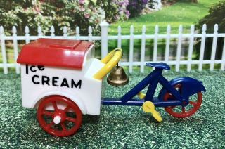 Rare Ideal Ice Cream Bicycle Cart Vintage Dollhouse Furniture Renwal Miniature