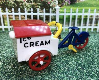 RARE Ideal ICE CREAM BICYCLE CART Vintage Dollhouse Furniture Renwal Miniature 2