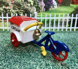 RARE Ideal ICE CREAM BICYCLE CART Vintage Dollhouse Furniture Renwal Miniature 3