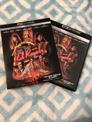 Bad Times At The El Royale 4k Ultra Hd Blu Ray 2 Disc Set,  Rare Oop Slipcover