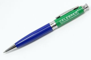 Rare Blue Silver & Green Celebrex Drug Rep Pharmaceutical Heavy Metal Twist Pen