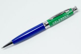Rare Blue Silver & Green Celebrex Drug Rep Pharmaceutical Heavy Metal Twist Pen 2