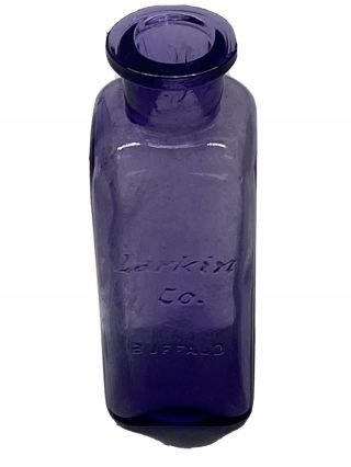 Rare Early Purple Larkin Co Buffalo Derma - Balm Embossed Glass Bottle 4.  5” Tall