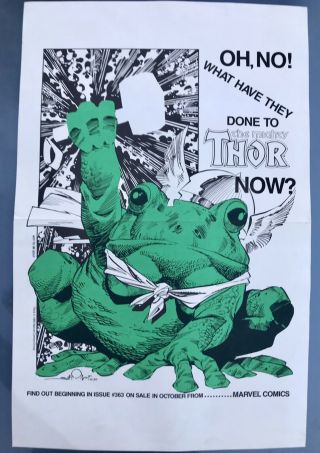 Thor Walt Simonson 383 Marvel Comics Frog Promo Poster 1986 Vintage Rare Classic