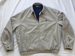 Polo Ralph Lauren Vintage Beige Tan Harrington Bomber Jacket L Large Rare