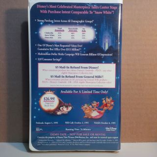 Cinderella - VHS Demo Tape Screener - Store Owner Promotion RARE 1995 Walt Disney 2