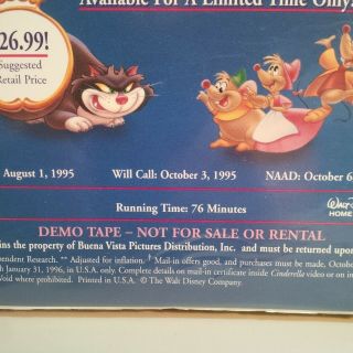 Cinderella - VHS Demo Tape Screener - Store Owner Promotion RARE 1995 Walt Disney 3