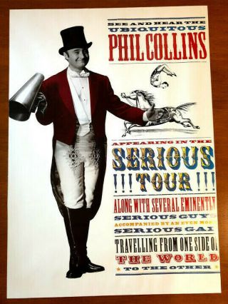 Rare Phil Collins Seriously,  Live 1990 Serious World Tour Poster 19 X 26 Rolled
