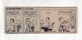 Calvin And Hobbes By Bill Watterson - Rare 2nd Comic Strip - November 19,  1985
