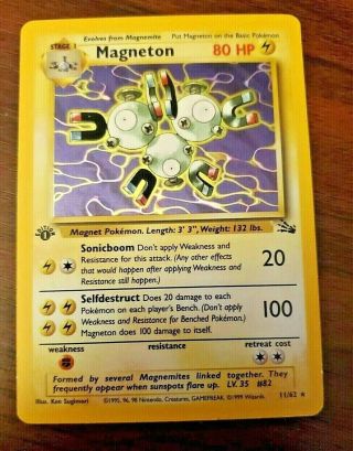 Magneton Holo 26/62 1st Edition Fossil Set Rare Nm Pokemon Card