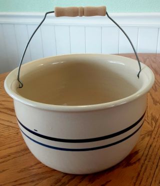 Rare Vintage Marshall Pottery Bowl Or Basket With Wire Handle Artist Signed