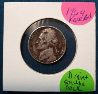 Rare 1964 Red Toned Nickel.  D Mark On The Back.  Error Coin