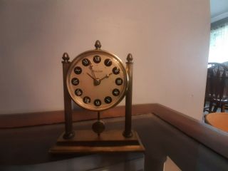 Rare Vintage Bulova Desk / Table Wind Up Alarm Clock Solid Brass Germany