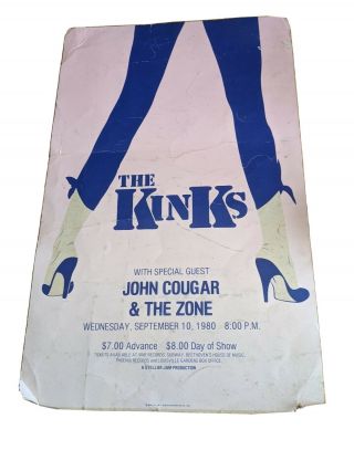 The Kinks John Cougar Mellencamp And The Zone 1980 - 82 Rare Concert Poster Vtg