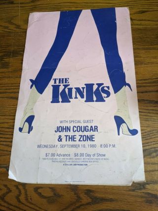 THE KINKS JOHN COUGAR MELLENCAMP AND THE ZONE 1980 - 82 RARE CONCERT POSTER VTG 2