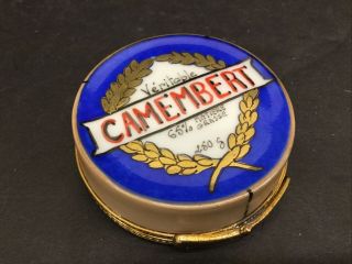 Rare Limoges Trinket Box Peint Main French Cheese Camembert Wheel
