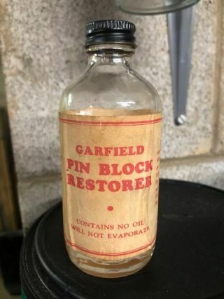 Vintage Bottle Of Garfield Pin Block Restorer Schaff Piano Supply Co 1954 Rare