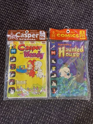 Casper Ghost Land Spooky Hot Stuff Poly Bags Vf - Nm Harvey Comics Rare 3 Per Bag