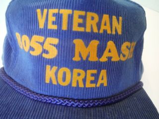 VINTAGE RARE VETERAN 8055 MASH KOREA WAR BLUE CORDUROY TRUCKER SNAPBACK HAT CAP 2