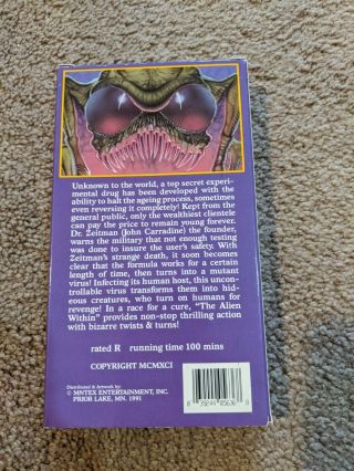 The Alien Within - VHS - Bobbie Bresee/John Carradine - Horror/Sci Fi Rare 2