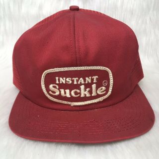 Rare Vintage Instant Suckle Flat Bill Dairy Farmer Hat Drinking Party Snapback