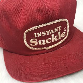 Rare Vintage Instant Suckle Flat Bill Dairy Farmer Hat Drinking Party Snapback 3