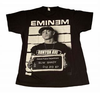 Vintage 00s Eminem Slim Shady Lp Mugshot Album Cover T Shirt Sz M Rare Rap Tee