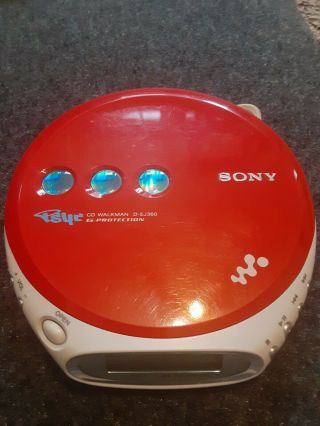Sony Psyc Walkman D - Ej360 Red Portable Cd Player Rare Red And White Discman