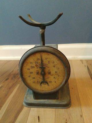 Vintage Antique 1898 American Family Scale 24 Lb Rare No - Tray Weathered Barnchic