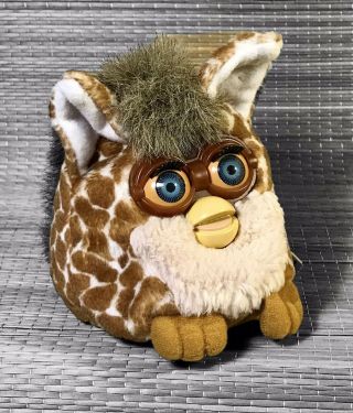 , 1999 Furby Buddies Giraffe 70 - 700 Brown Spotty Plush Beanie Rare Eyes ?,