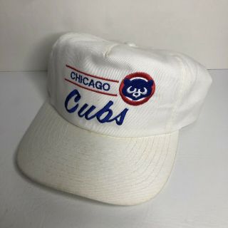Vintage Chicago Cubs Snapback Mlb Hat 80s Annco White Rare Script Logo Euc
