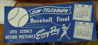 Rare 1947 Baseball Final Scores Newspaper Advertisement Sun - Telegraph