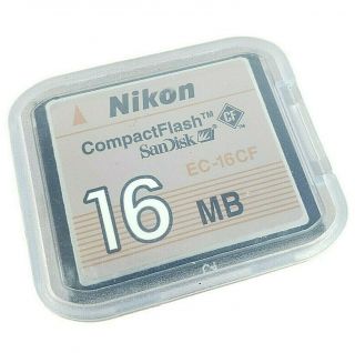 Rare Vintage Nikon Compact Flash Cf Memory Card Ec - 16cf 16mb - Made By Sandisk