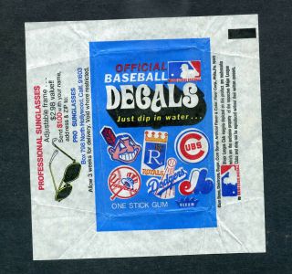 Rare 1973 (aka 1970) Fleer Baseball Decals Wrapper Exc