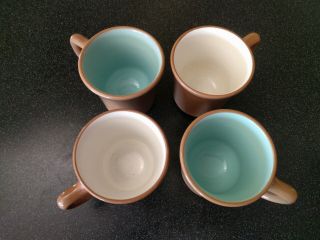 4 RARE TAYLOR SMITH & TAYLOR CHATEAU BUFFET COFFEE CUPS MUGS TURQUOISE WHITE 2