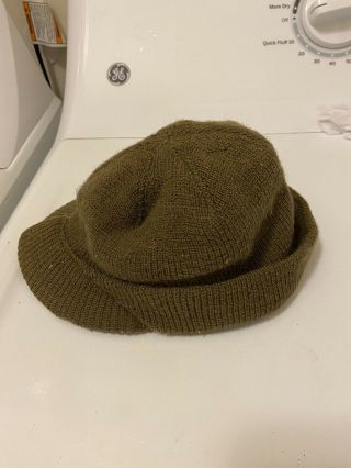 Vtg Us Army Korean War Era Knit Hat Cap Winter Mash Radar Style.  Rare Ww2