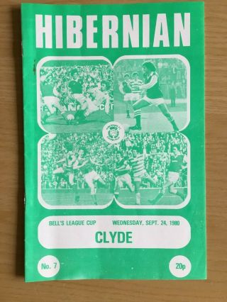 Hibernian Hibs V Clyde Lc 1980/81 Rare George Best Scottish Football Programmes