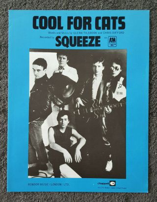 Squeeze Cool For Cats.  Ultra Rare 1979 Sheet Music Publication