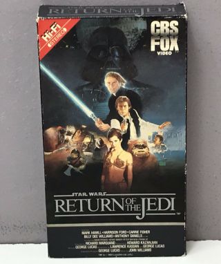 Star Wars Return Of The Jedi Vhs Video Tape Cbs Fox 1986 Vtg Red Label Rare Fast