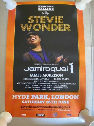 Rare Stevie Wonder Press Event Poster Hyde Park,  Hard Rock Calling 2010