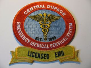 Central Dupage Winfield Illinois Emt Rescue Fire Dept Patch Iron On 4” Rare Logo