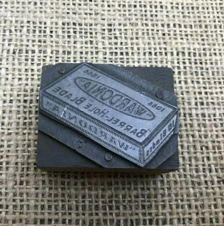 Rare Vintage Wardonia Razor Shaving Sheffield Wooden Printing Block Press Stamp