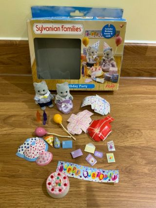 Sylvanian Families Flair Vintage Birthday Party Boxed With Cats Rare Htf