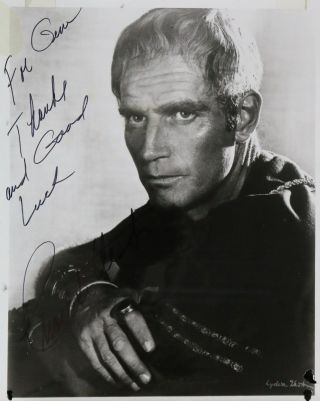 Rare Charlton Heston Autograph,  Ben Hur Photograph Taken By Wife Lydia