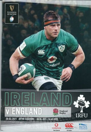 2021 Ireland V England (20/3/21 Very Rare - Printed Programme)