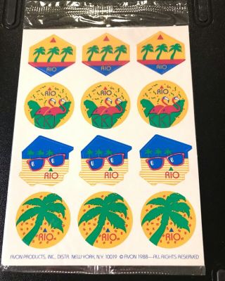 Vintage 1988 Avon Scratch Sniff Sticker Sheet Rio Scent Flamingo Rare