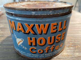 Rare Vintage Maxwell House Coffee Tin - One Pound.  General Foods Corp - York