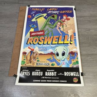 Roswell Little Green Man Promotional Poster Bongo Comics 22x14 Rare