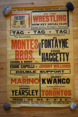 Rare Plymouth Wrestling Poster Fontayne Haggetty Montes Kwango Torontos Marino