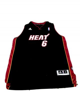 Rare 2010 Adidas Nba Miami Heat Lebron James 6 Black Jersey Mens Xl Sewn